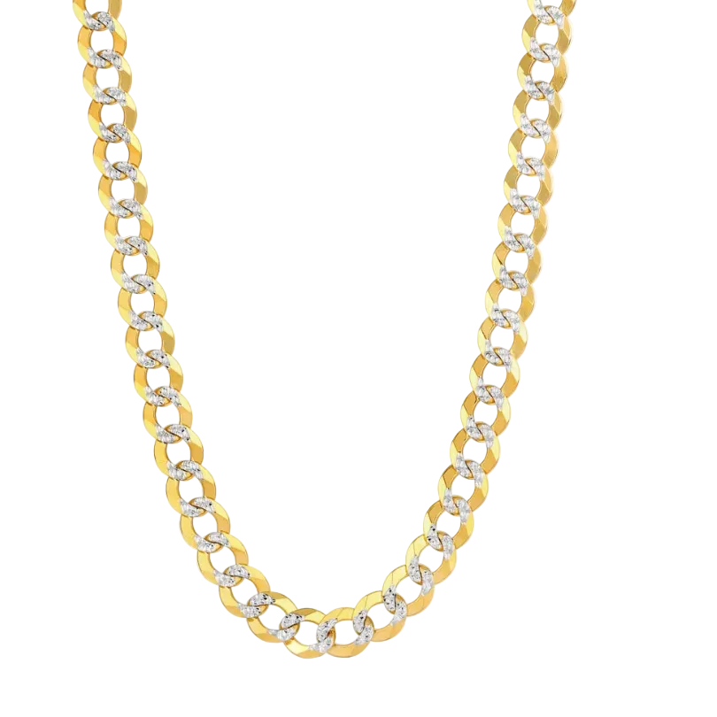 Yellow Gold Solid Pave Curb/Cuban Chain