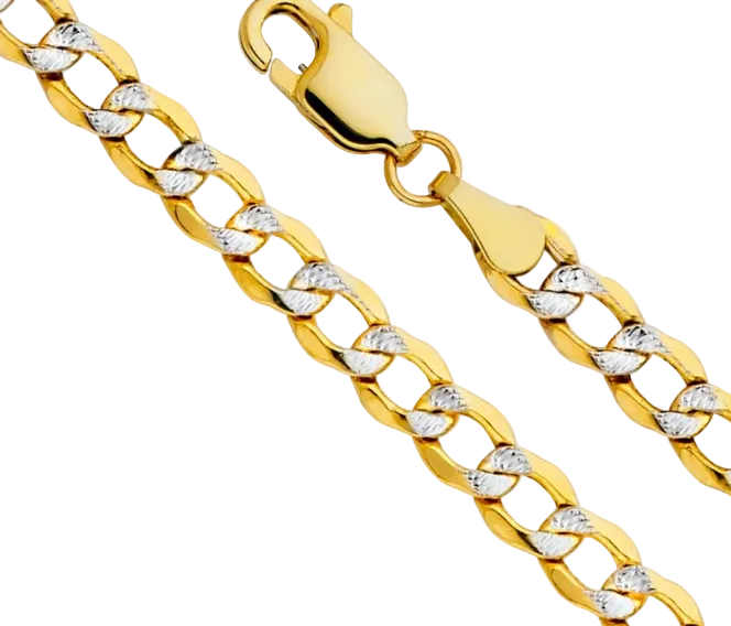 Yellow Gold Hollow Pave Curb Cuban Chain