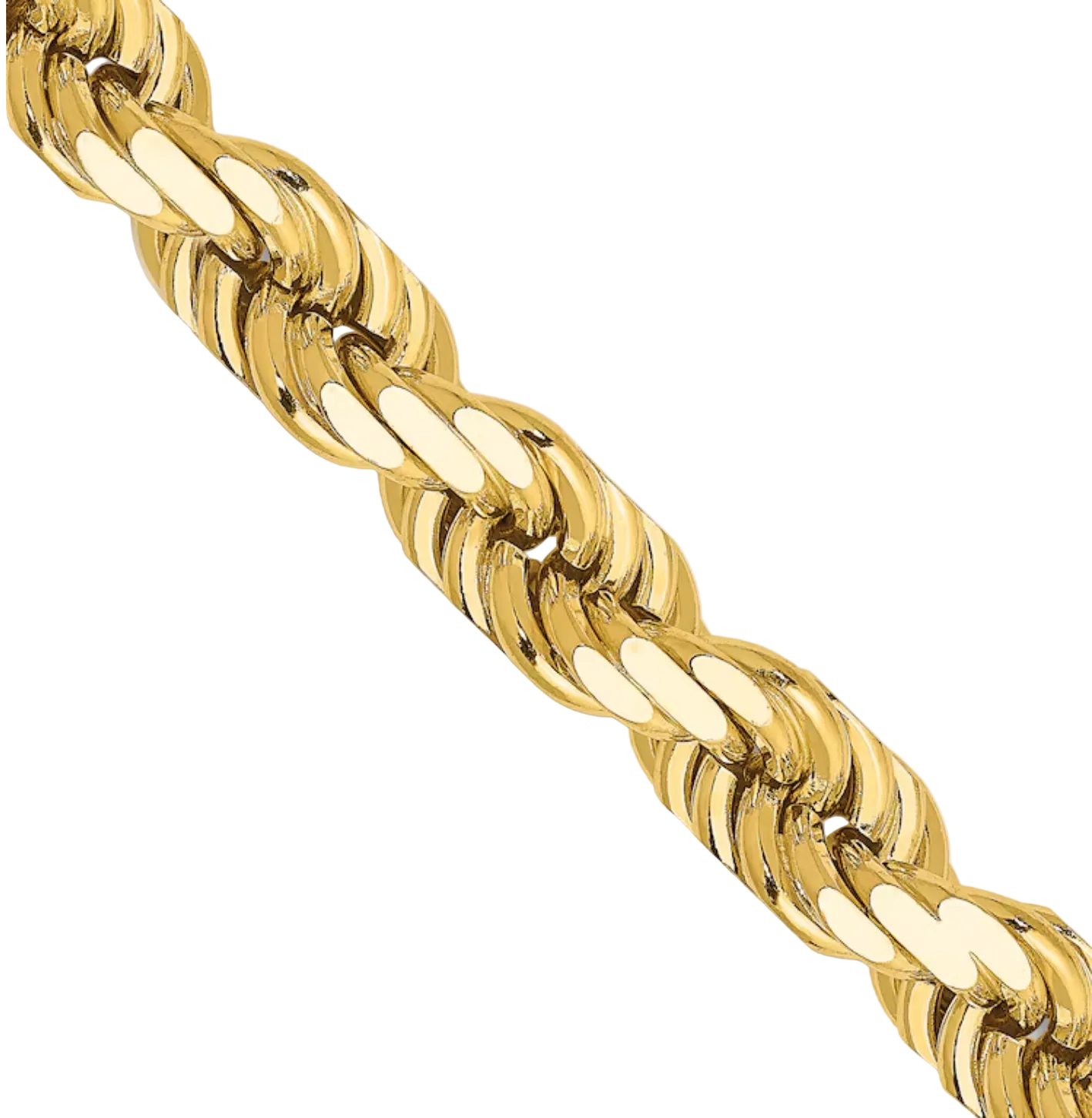 Yellow Gold Solid Diamond Cut Rope Chain