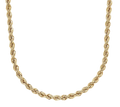 Yellow Gold Hollow Diamond Cut Rope Chain