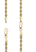 Yellow Gold Hollow Diamond Cut Rope Chain