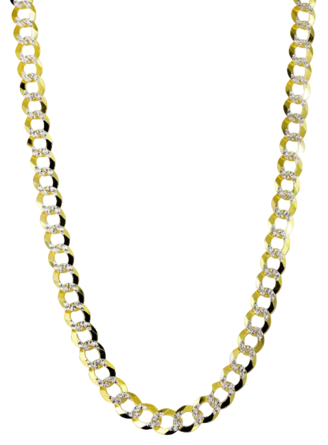 Yellow Gold Hollow Pave Curb Cuban Chain