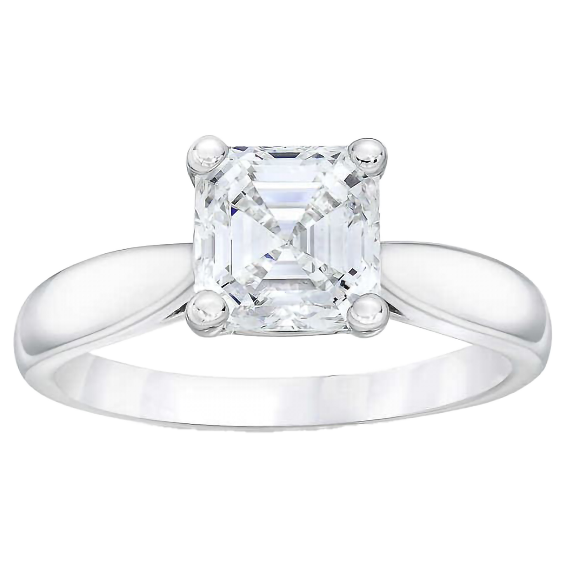 Square Emerald Cut 2.50 ct VS1 Clarity, E Color Diamond Platinum Solitaire Ring