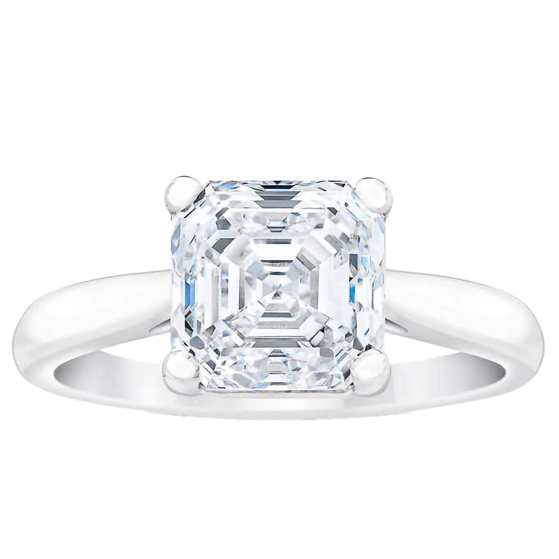 Square Emerald Cut 4.50 ct VS1 Clarity, H Color Diamond Platinum Solitaire Ring