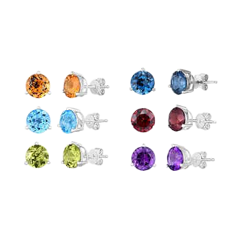 Gemstone 14kt White Gold Stud Earrings