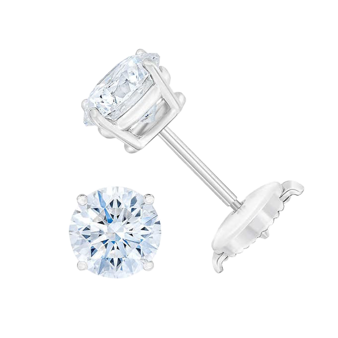 Round Brilliant 2.00 ctw VVS2 Clarity, H Color Diamond Platinum Stud Earrings