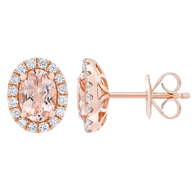 Morganite and Diamond 14kt Rose Gold Earrings