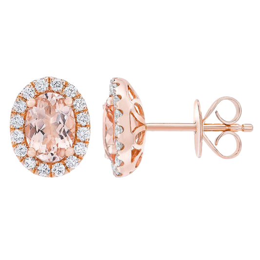 Morganite and Diamond 14kt Rose Gold Earrings