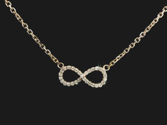 Elegant Infinity Pendant Necklace with Diamond Accents | 0.25ctw w/ Diamond Cut Rolo Chain