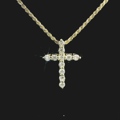 14k Yellow Gold Diamond Cross 1 CTW