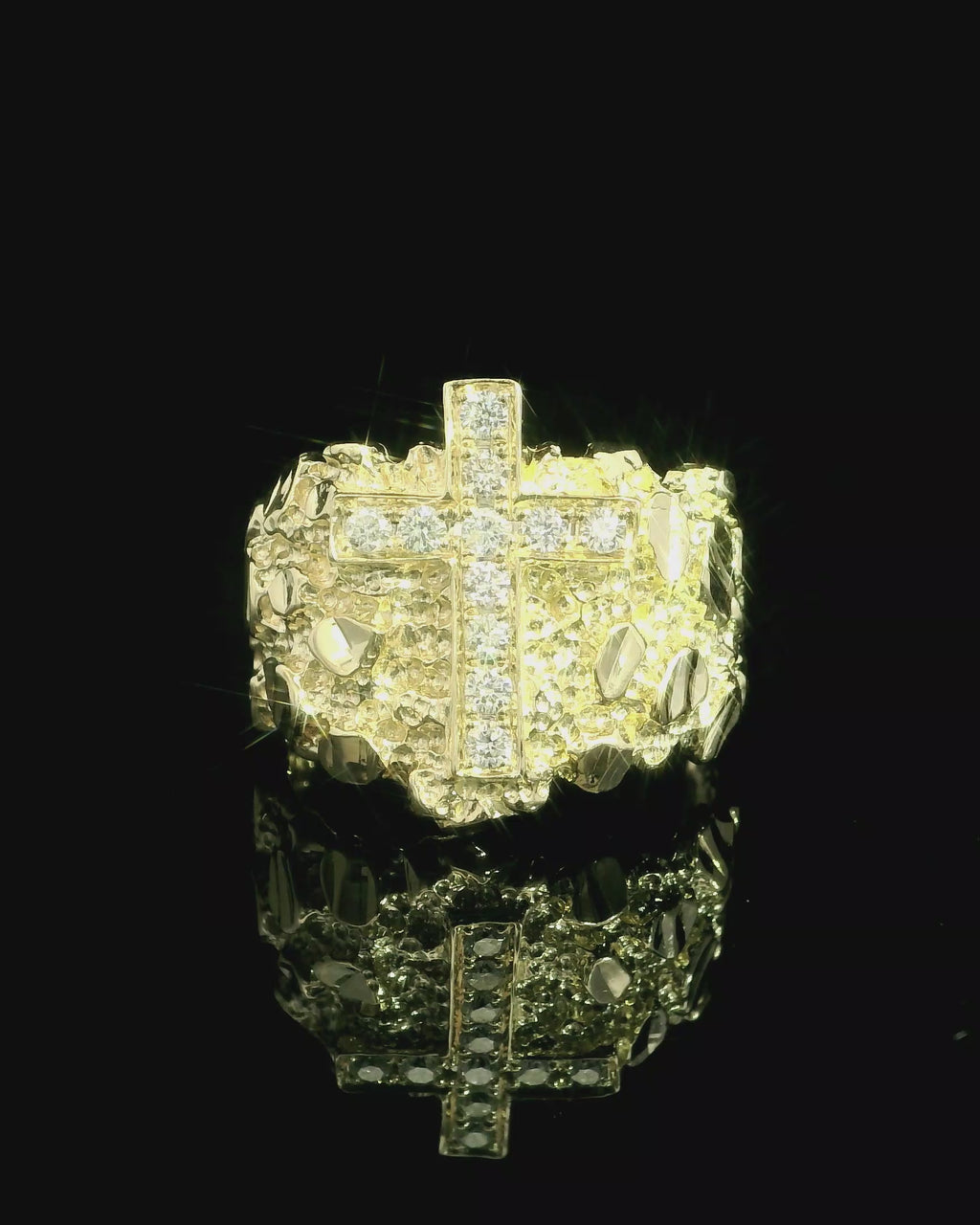 14k Cross Nugget Ring
