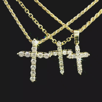 14k Yellow Gold .55 CTW Diamond Cross Pendant with Bail